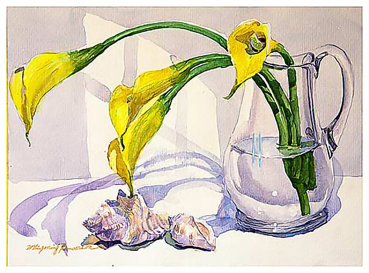 Yellow Calla Lilly in Glass by Mingming Bowerson