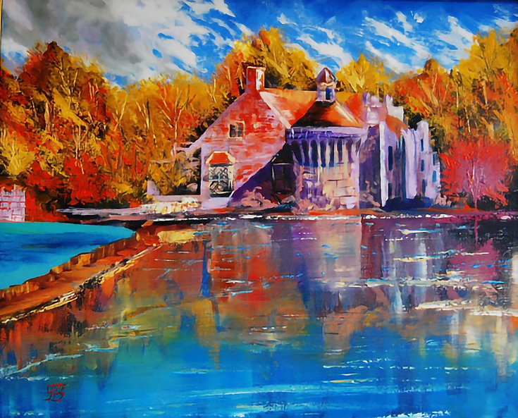 Scotney Castle - season change from summer to fall Oil on canvas 40 x 50 cm, by George, Oct 2012