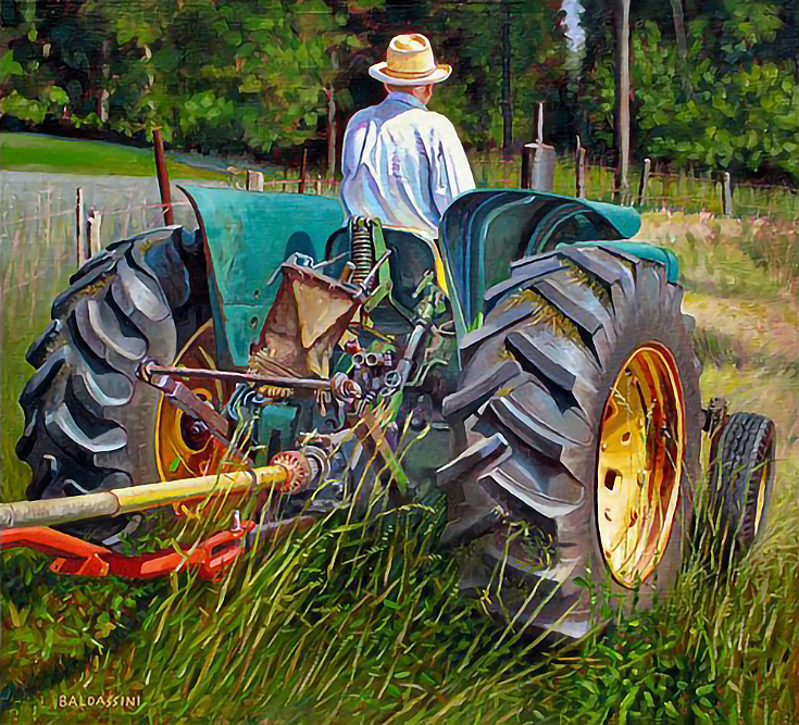 The hay tedder (oil on mounted linen)