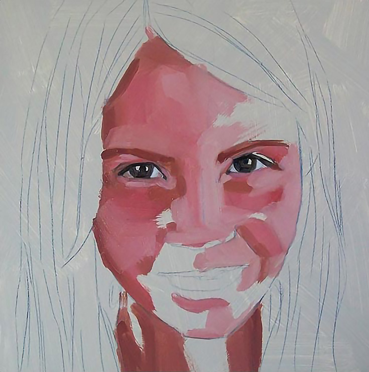 oil portrait of girl with midtones added