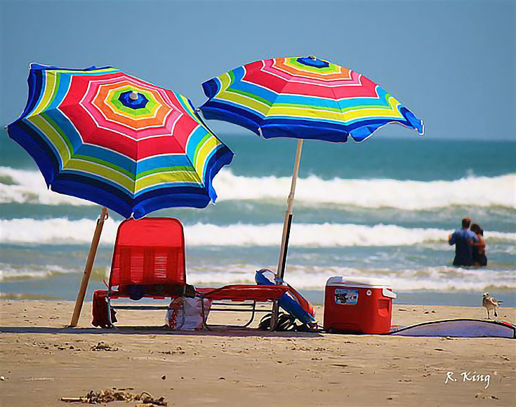 Two-Umbrellas-on-the-Beach-in-Texas