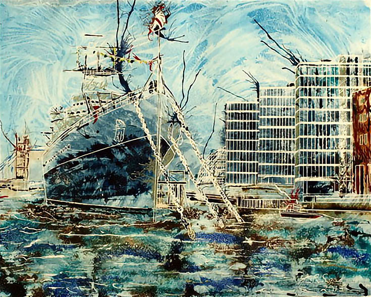 ©2013-Cathy-Read-HMS-Belfast-Watercolour-and-Acrylic-40-x-50-cm