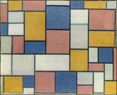Composition with Color Planes and Gray Lines 1 by Piet Mondrian