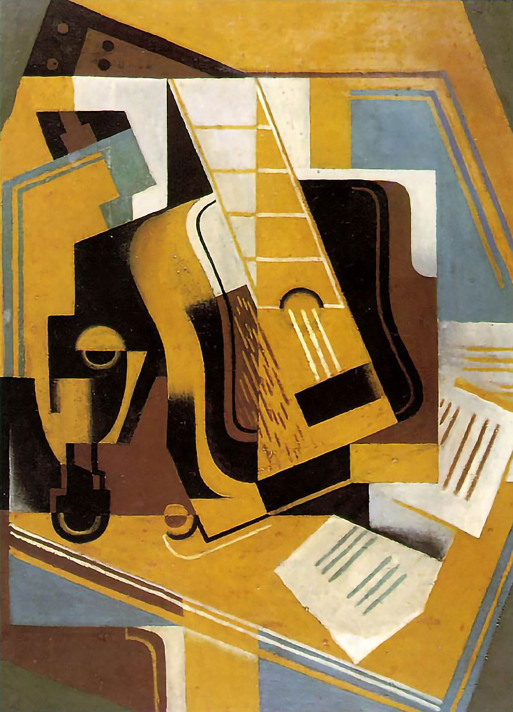 You can see some of the Art Deco similarities in The Guitar, by Jaun Gris, 