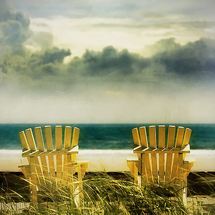 In Two, below, her primary emphasis is on the chairs, while the roiling sky 
