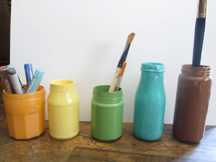 Art Tools - pencils & brushes in a jar & cup - Art Supplies - Sticker