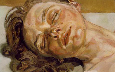 Girl with Eyes Closed detail by Lucian Freud