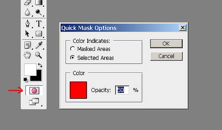 Choose Quick Mask Mode