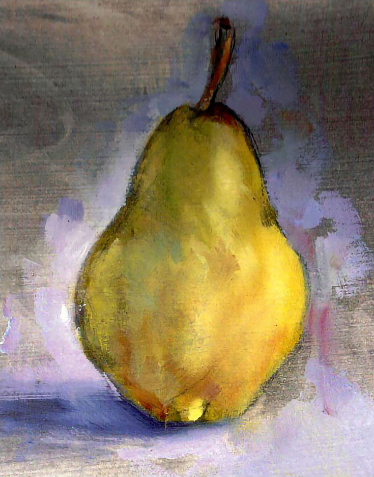 Pear over Charcoal Drawing by Priscilla Treacy