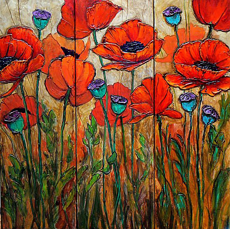 Poppy Garden IV by Carol Nelson