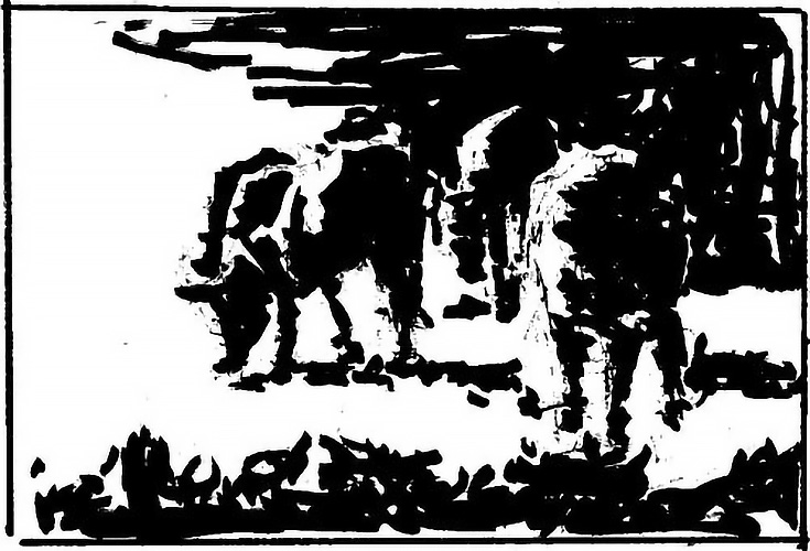 Notan Drawing of Cows