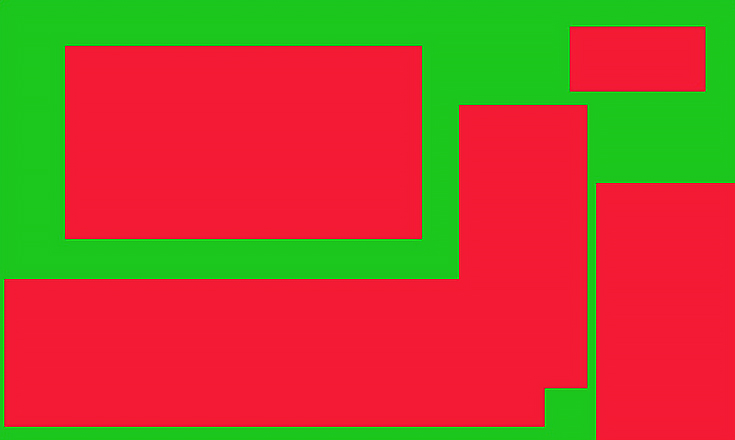 Illustration of red-on-green counterpoint (complementary colors)