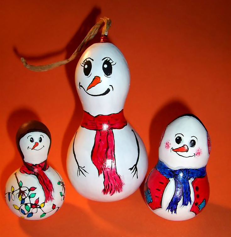 How to Make a Festive Gourd Snowman for the Holidays - EmptyEasel.com