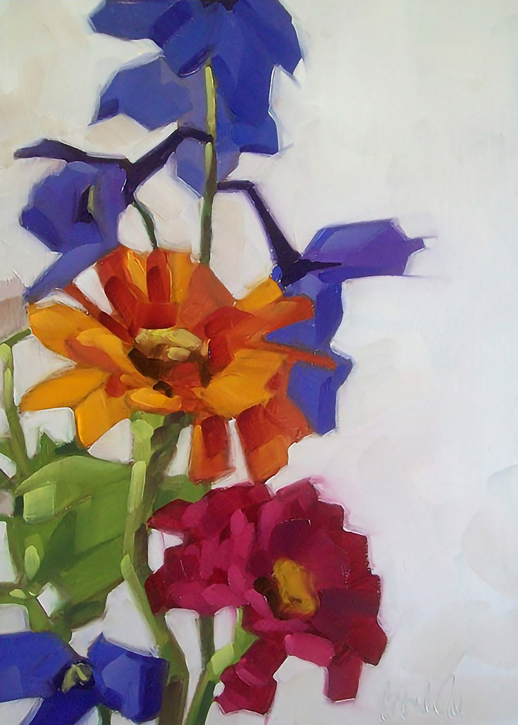 Flower painting with negative space