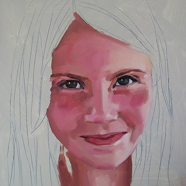 hand painted portrait of a girl in warm tones