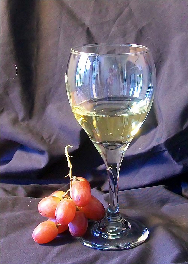 Reference photo of a wine glass and grapes 