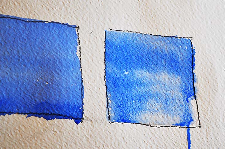 Painting a flat wash on wet paper
