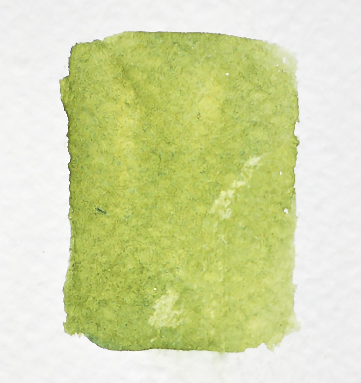 Sapuan cat hijau dicampur pada palet