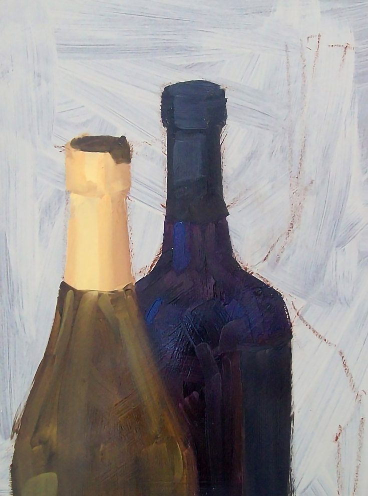 Lukisan botol berwarna foreground