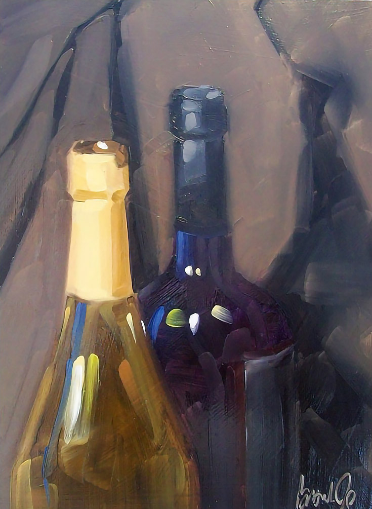 Final touches for a finished still life painting