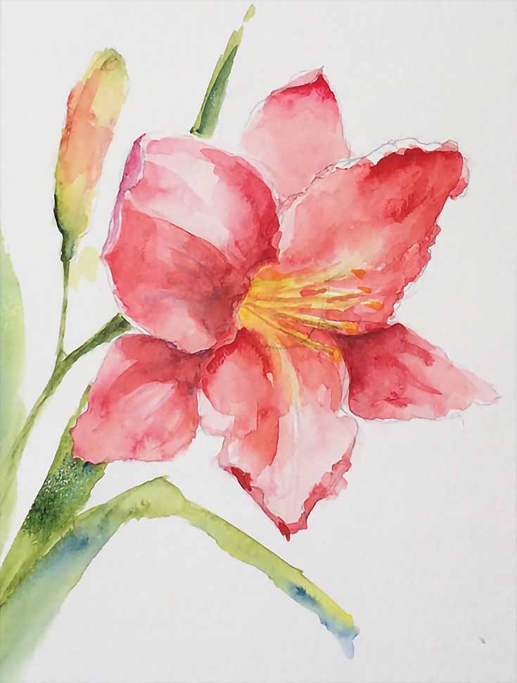 Finished watercolor flower painting