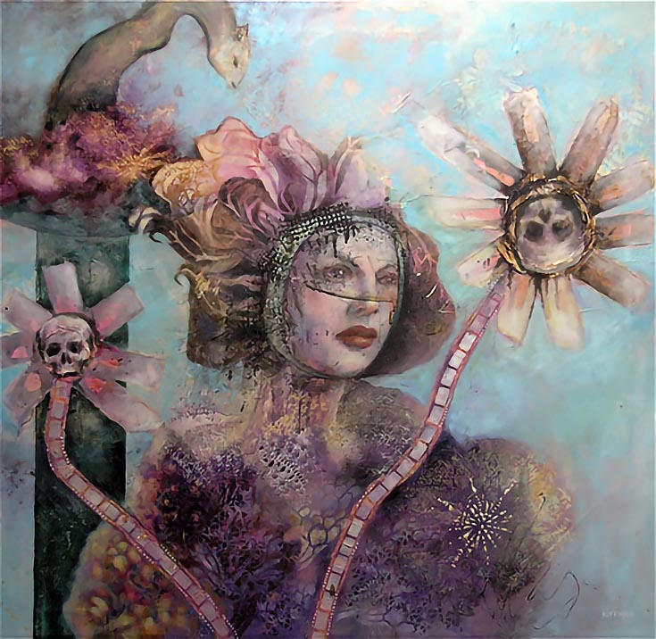 Katie Hoffman: Otherworldly Oil Collages - EmptyEasel.com