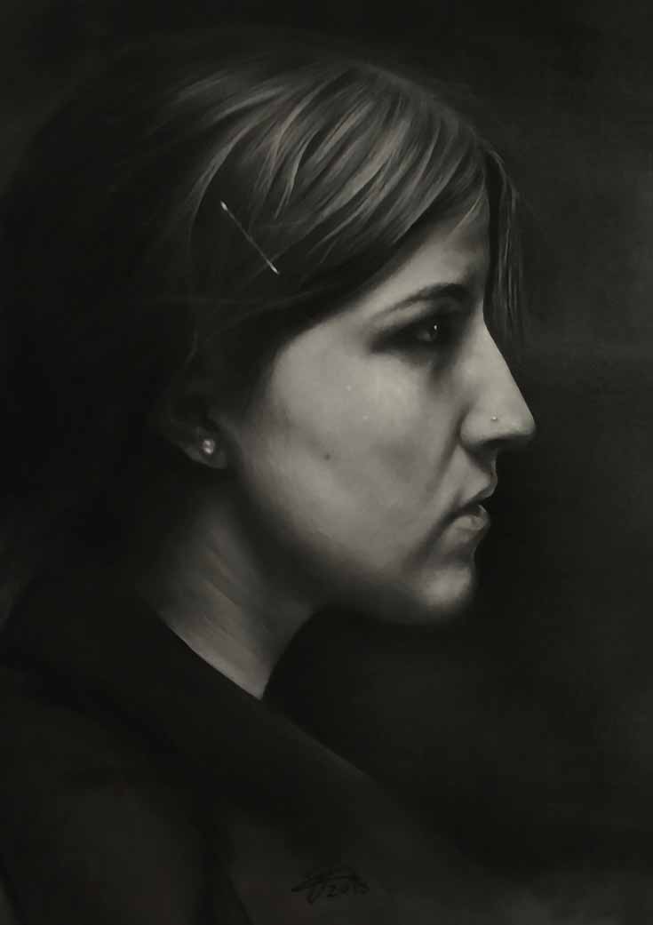 Painterly Black & White Portraits by Charcoal & Dry Pastel Artist Cris .