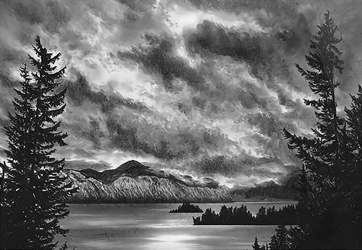 Photo Realistic Landscape Drawings In, Charcoal Drawing Landscape Step By