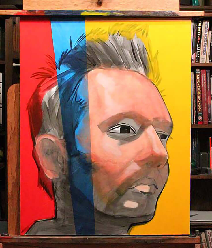Portrait mid-way through the painting process