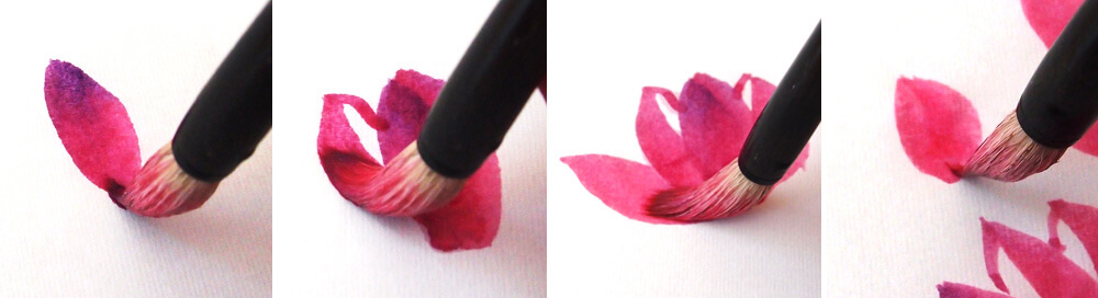 Demonstration of how to paint magnolia blossoms with a Chinese brush