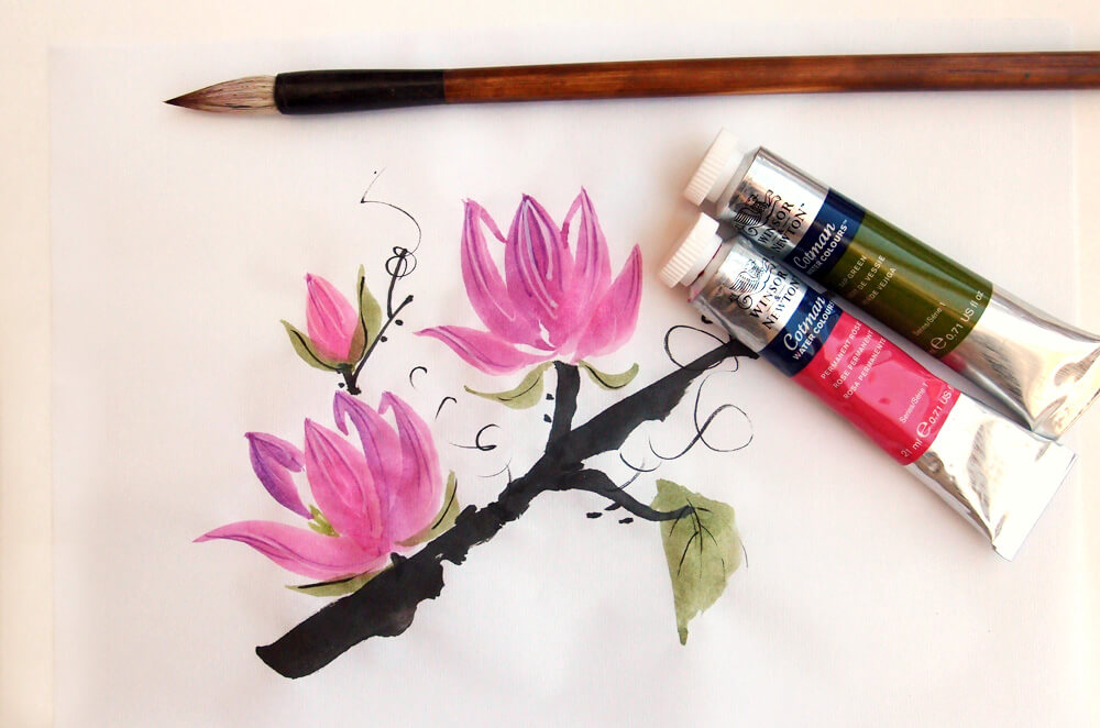 Orator fotoelektrisk Fysik How to Paint Magnolia Blossoms: A Chinese Brush Painting Tutorial