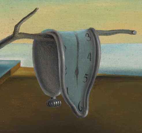 Melting clock in Salvador Dali's painting, "The Persistence of Memory"