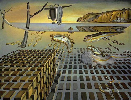 Salvador Dali's painting titled "The Disintegration of the Persistence of Memory"