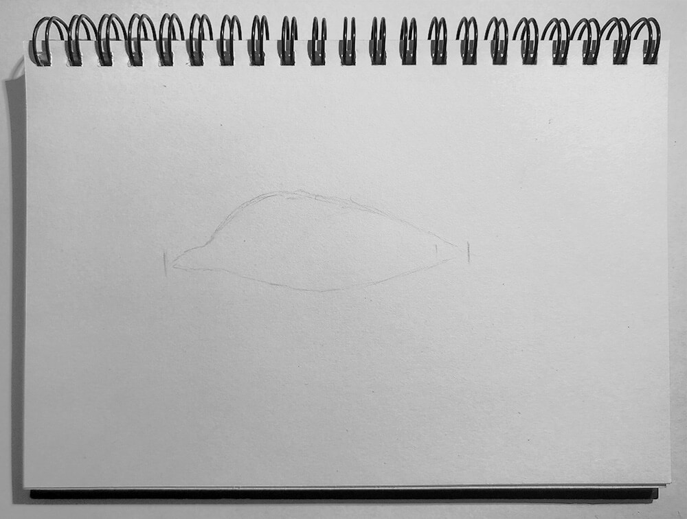 Basic sketch showing just the shape of an eye