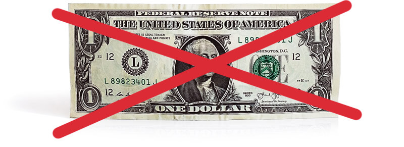 Dollar bill crossed out