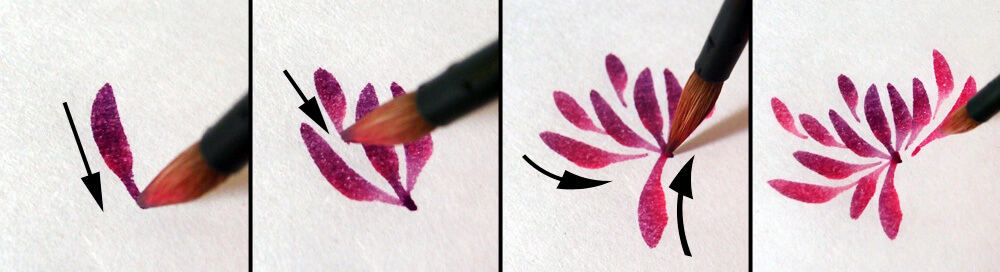 Demonstrations of how to paint chrysanthemum petals