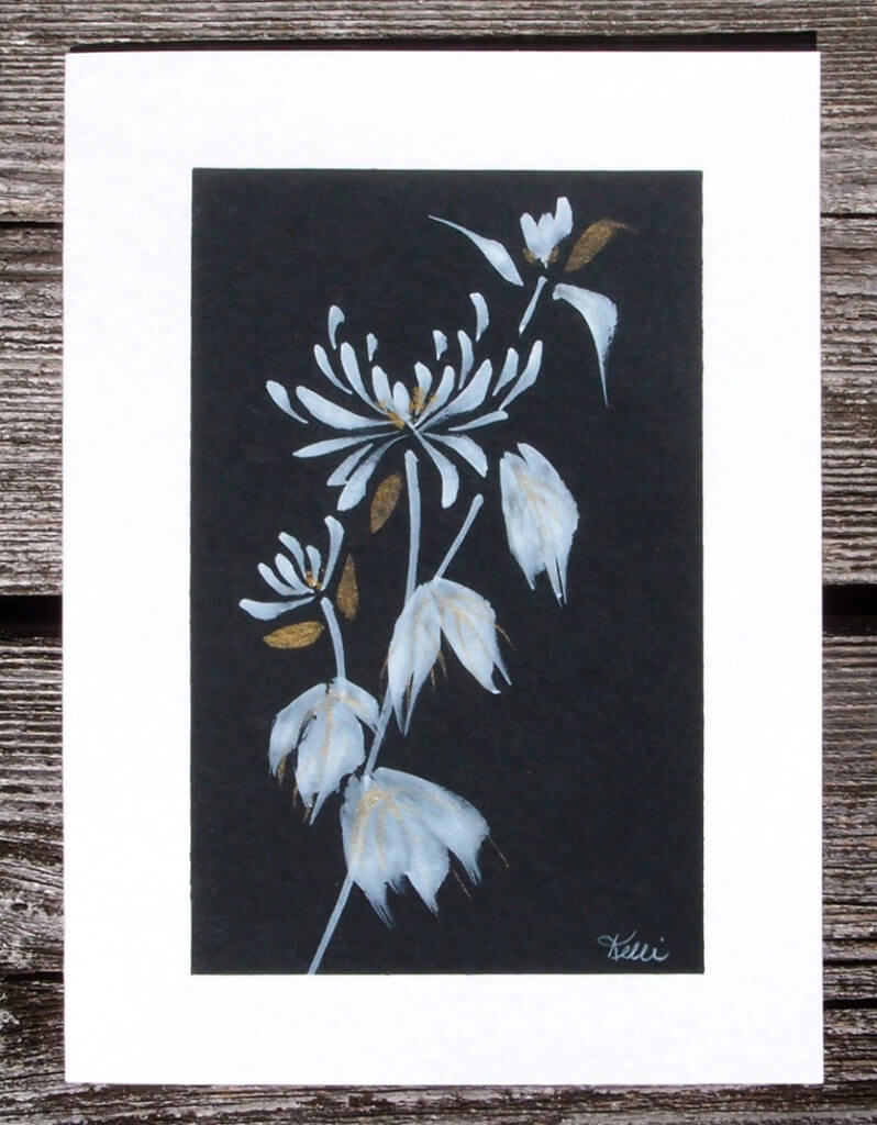 Card stock chrysanthemum painting