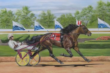 Early painting of a horse cart racer