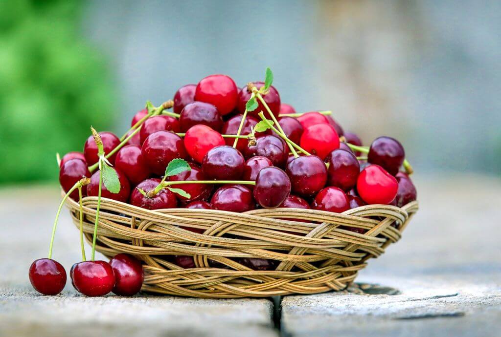 Full bowl of red cherries