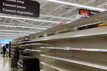 empty shelves in a grocery store
